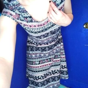 Pink black purple and white dress